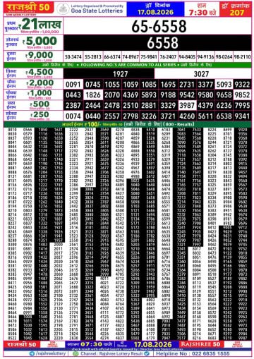 Rajshree 50 7:30 PM Result