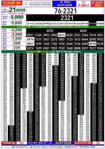 Rajshree 50 7:30 PM Result