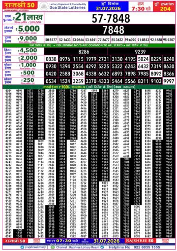 Rajshree 50 7:30 PM Result
