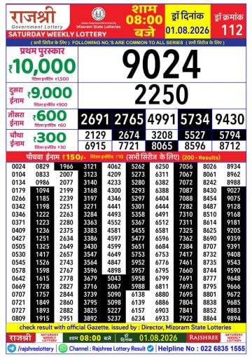 Rajshree 8 PM Result