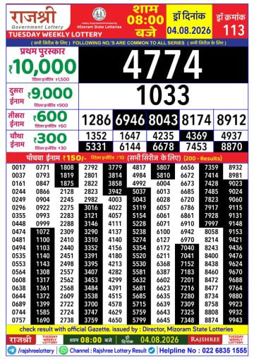 Rajshree 8 PM Result