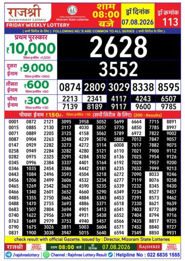 Rajshree 8 PM Result