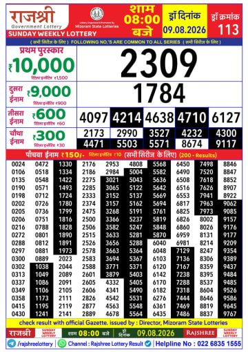 Rajshree 8 PM Result