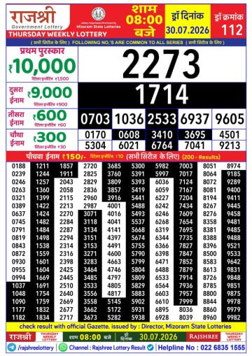 Rajshree 8 PM Result