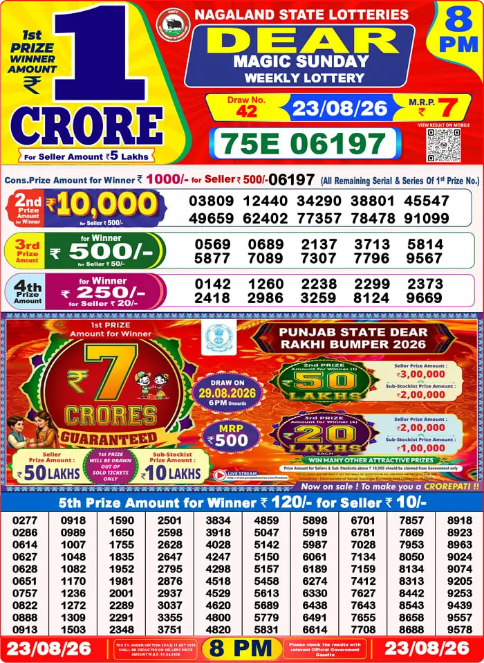 Dear Lottery Result 8&nbsp;PM – Live Draw Image