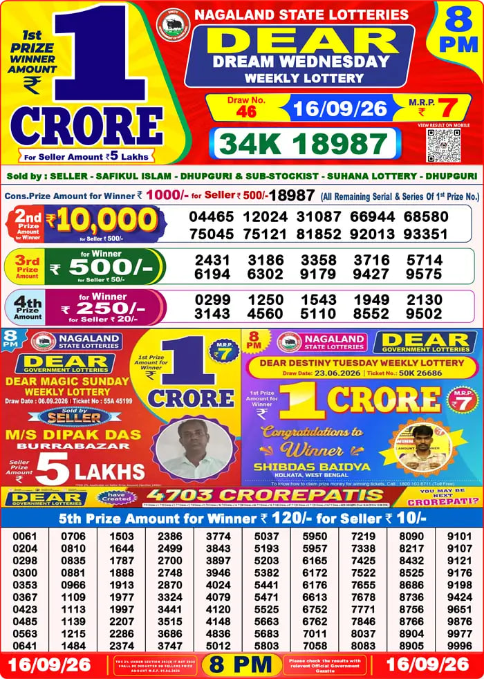Dear Lottery Result 8&nbsp;PM – Live Draw Image