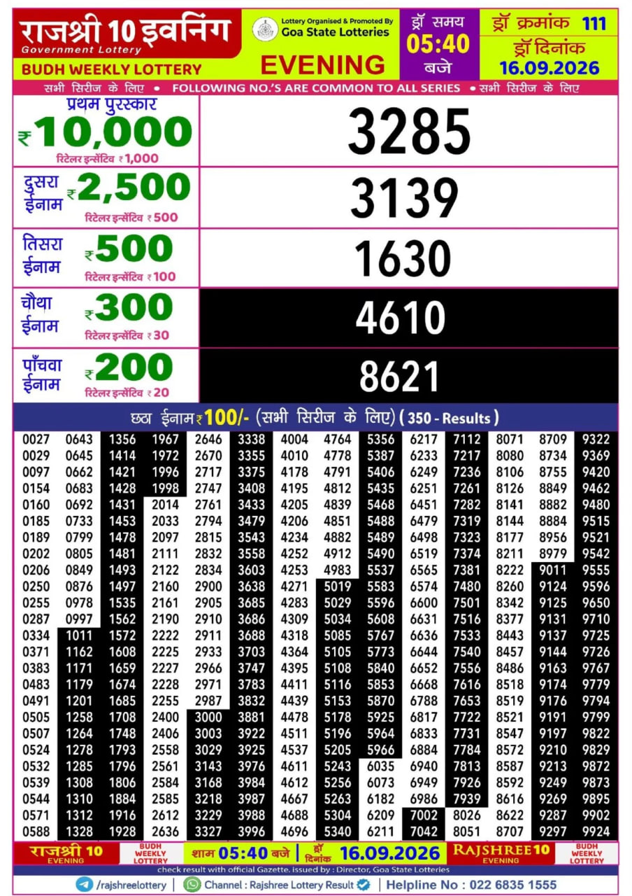 Rajshree 10 5:40 PM Result