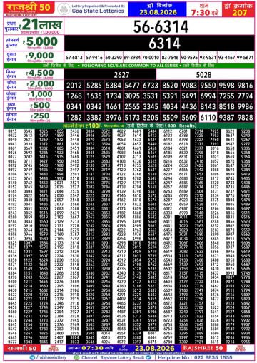 Rajshree 50 7:30 PM Result
