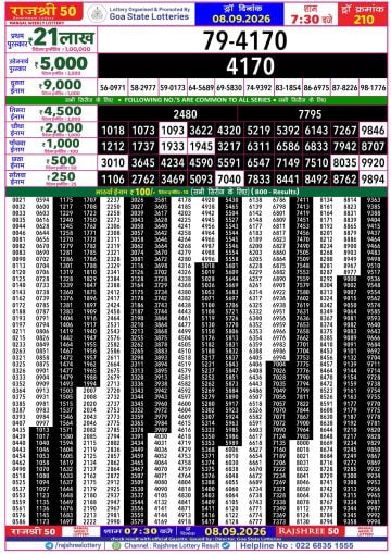 Rajshree 50 7:30 PM Result