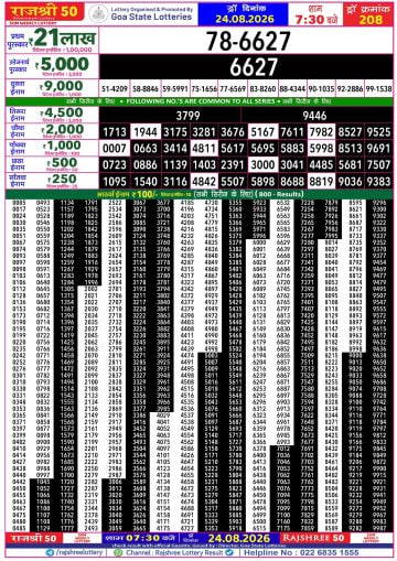 Rajshree 50 7:30 PM Result