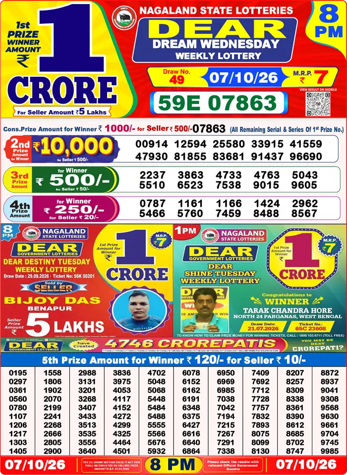 Dear Lottery Result 8&nbsp;PM – Live Draw Image