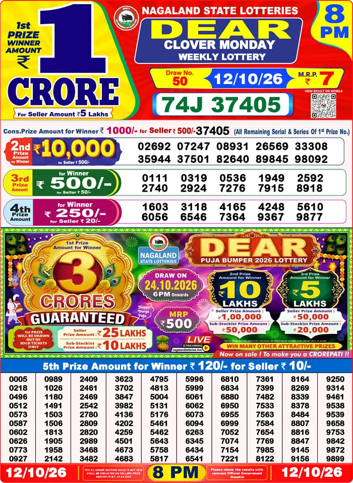 Dear Lottery 8 PM Result