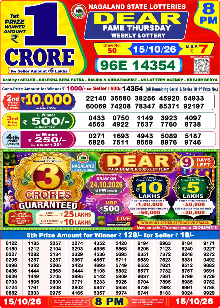 Dear Lottery Result 8&nbsp;PM – Live Draw Image
