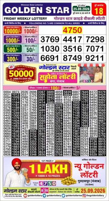 Golden-Star Weekly Lottery Result-8:30 pm