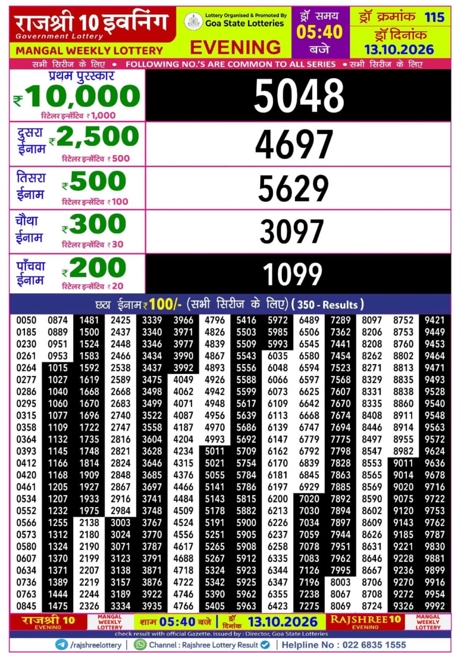 Rajshree 10 5:40 PM Result