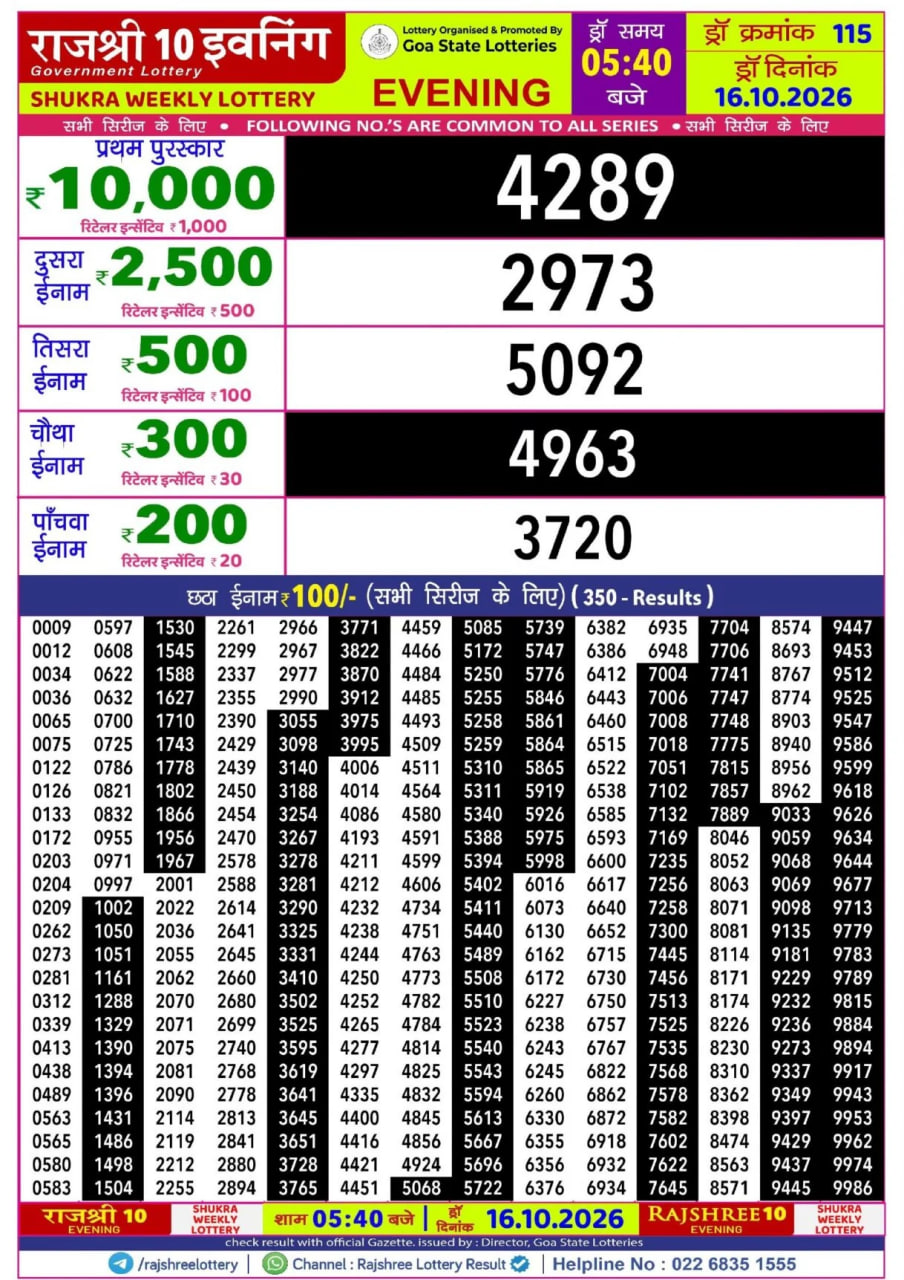 Rajshree 10 5:40 PM Result
