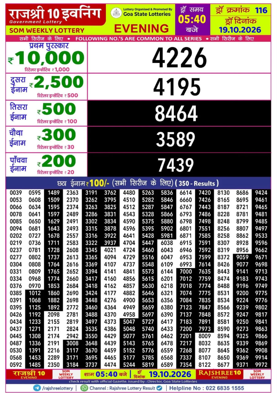 Rajshree 10 5:40 PM Result