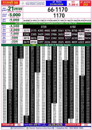 Rajshree 50 7:30 PM Result