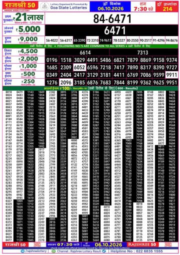 Rajshree 50 7:30 PM Result