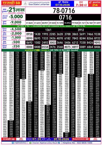 Rajshree 50 7:30 PM Result