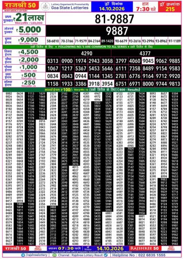 Rajshree 50 7:30 PM Result