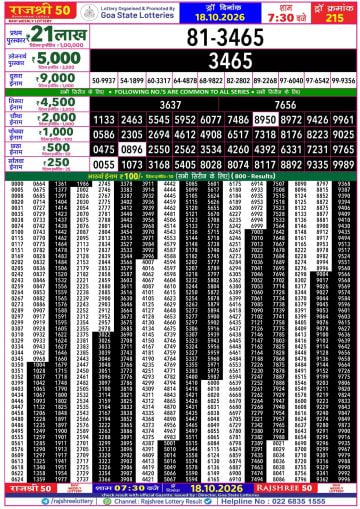 Rajshree 50 7:30 PM Result
