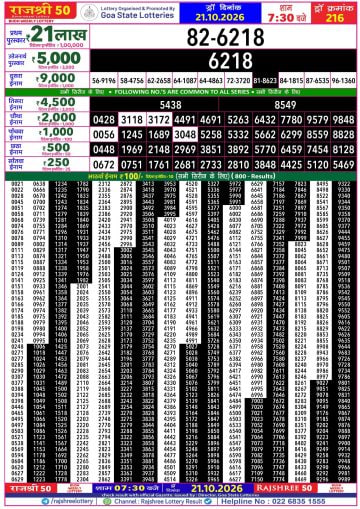 Rajshree 50 7:30 PM Result