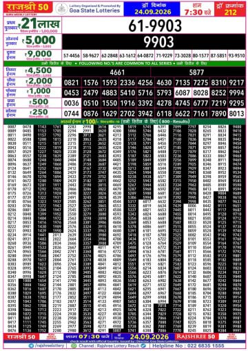 Rajshree 50 7:30 PM Result
