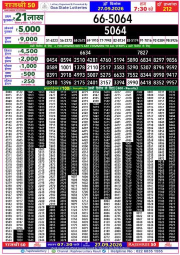 Rajshree 50 7:30 PM Result