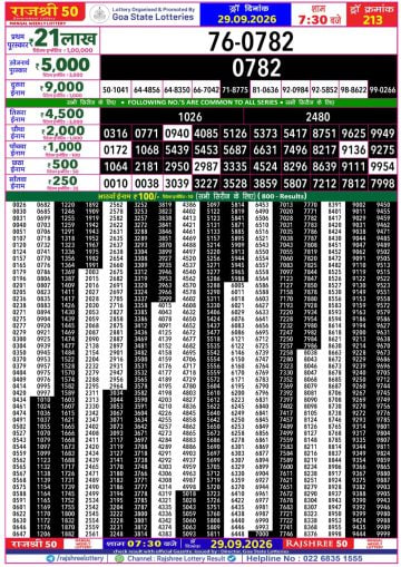 Rajshree 50 7:30 PM Result