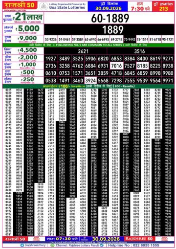 Rajshree 50 7:30 PM Result