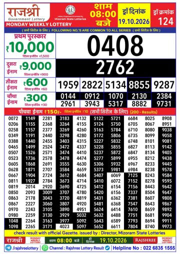 Rajshree 8 PM Result