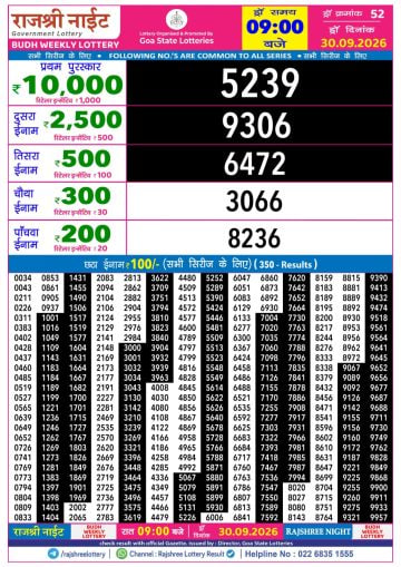 Rajshree 9 PM Result