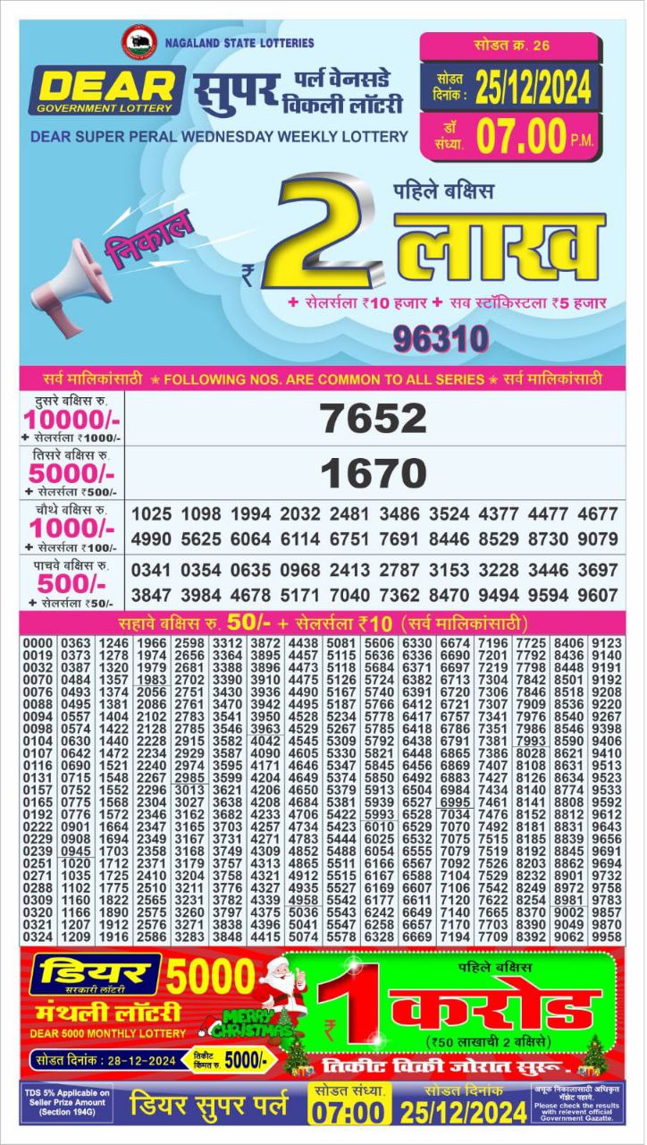 Dear Lottery 7 PM Second Draw Result