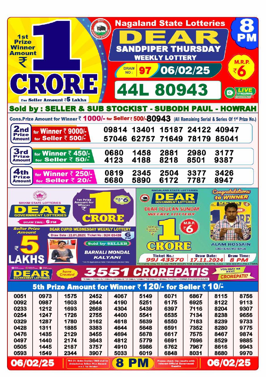 8 PM Lottery Result