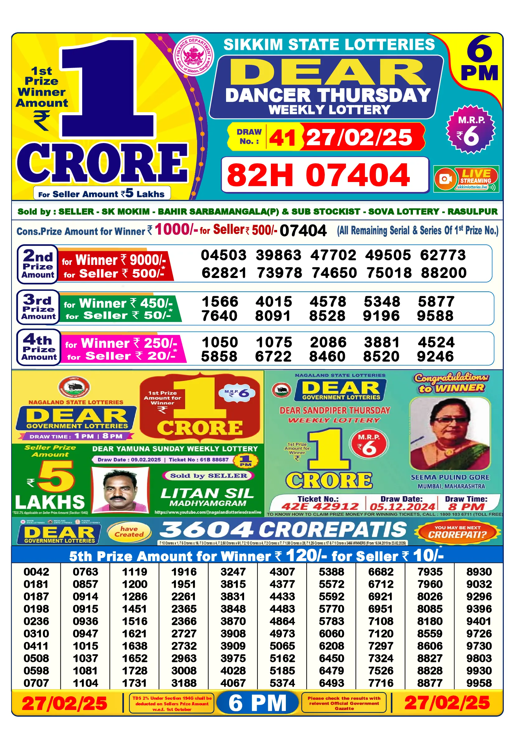 Lottery Sambad 6 PM Result