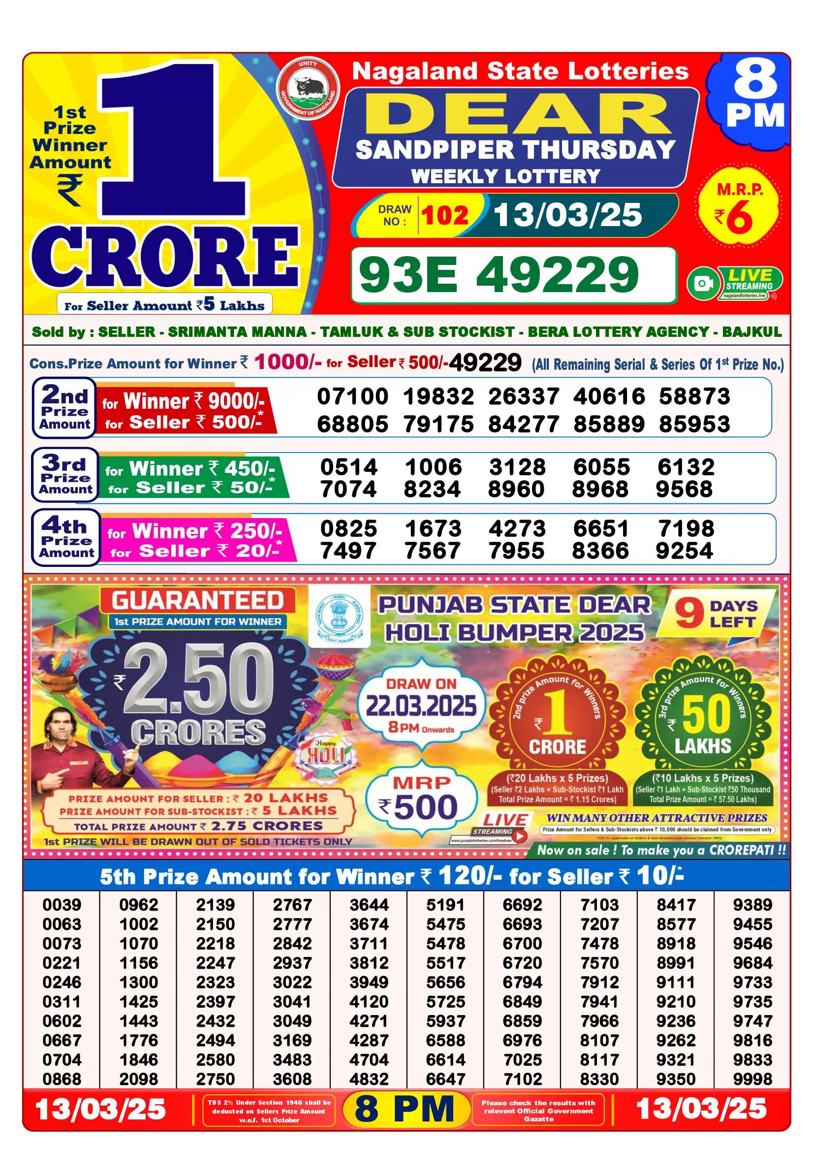 Lottery Sambad 8 PM Result