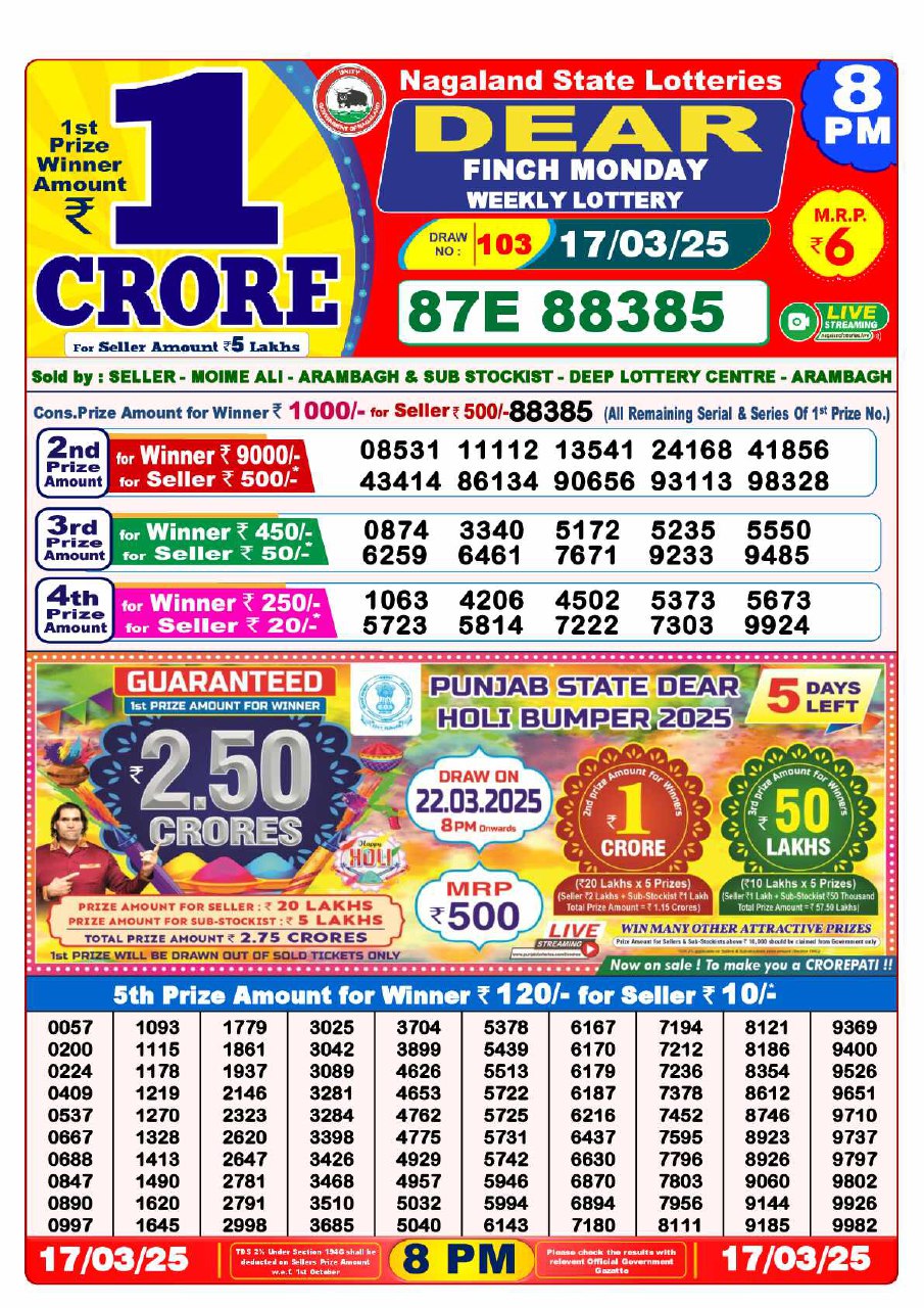 Lottery Sambad 8 PM Result