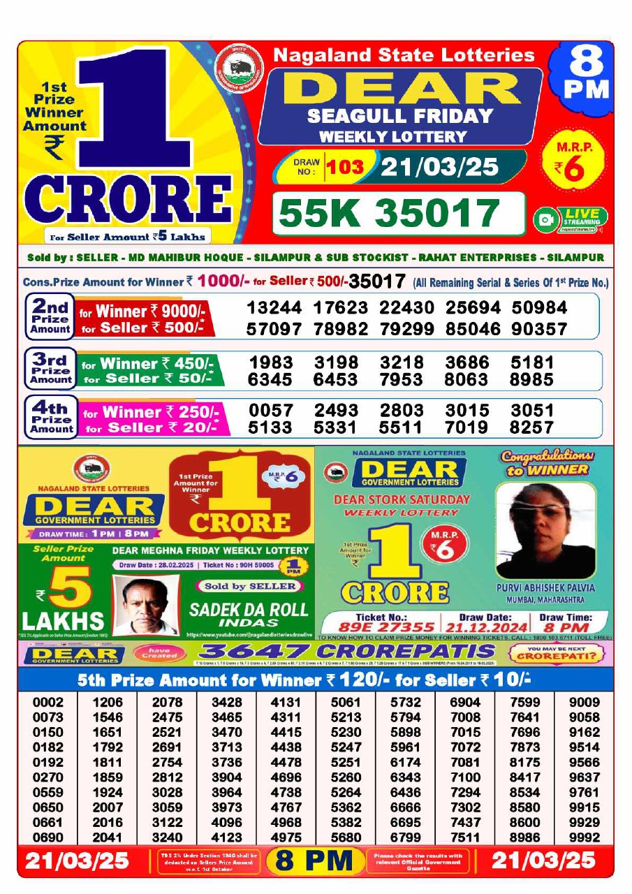 Lottery Sambad 8 PM Result