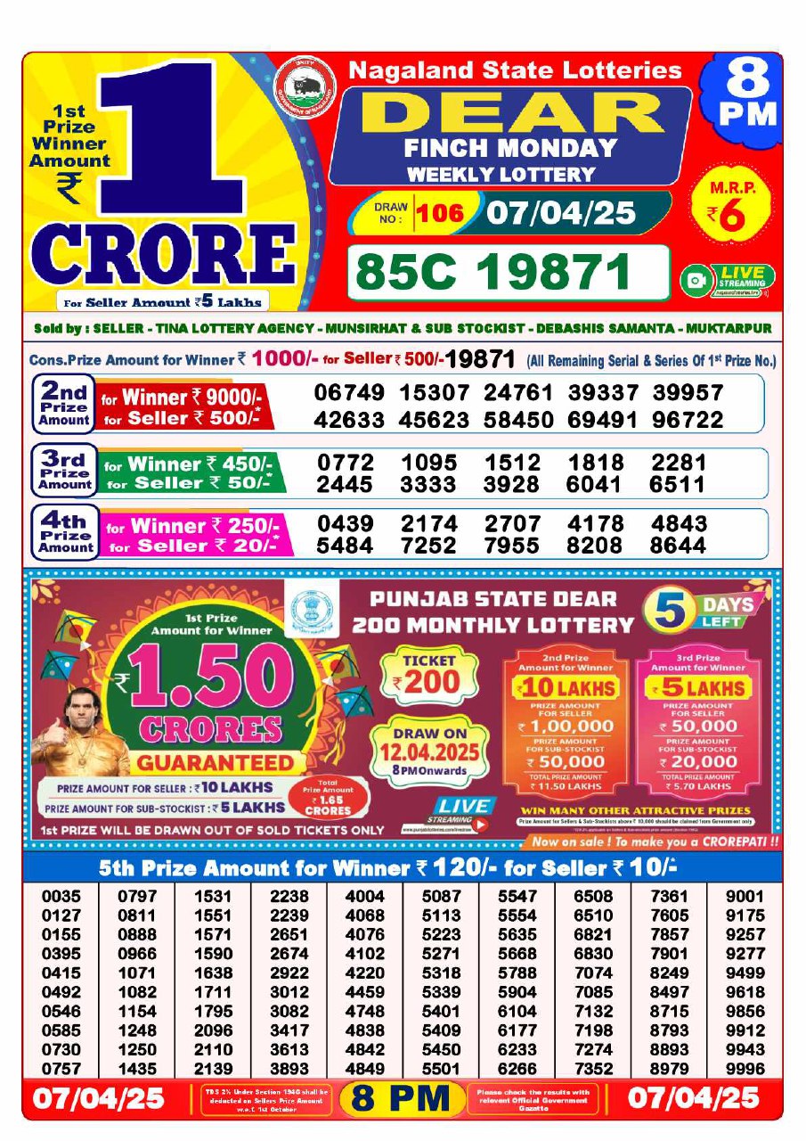 Lottery Sambad 8PM Result