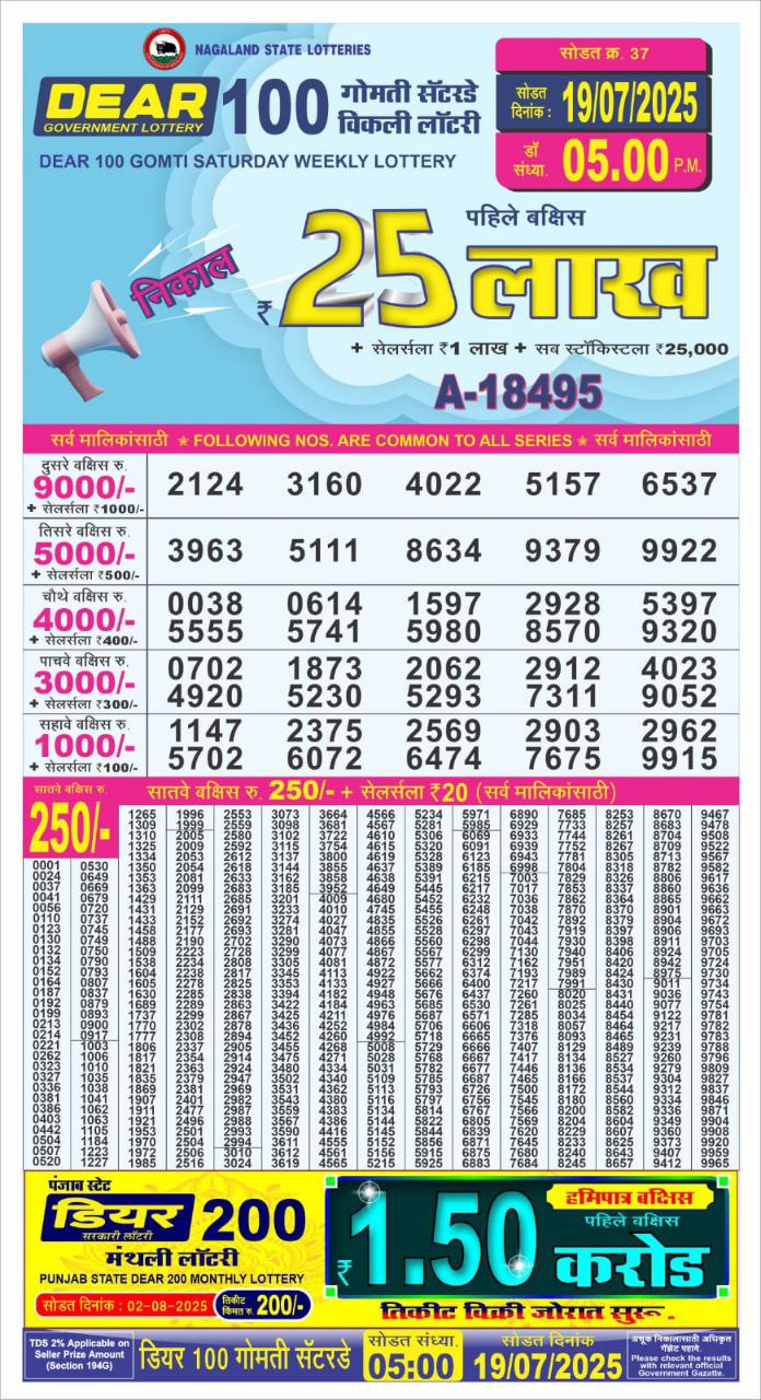 Dear 50 5 PM Lottery Result 23/03/2025 - Nagaland State Lottery Sambad