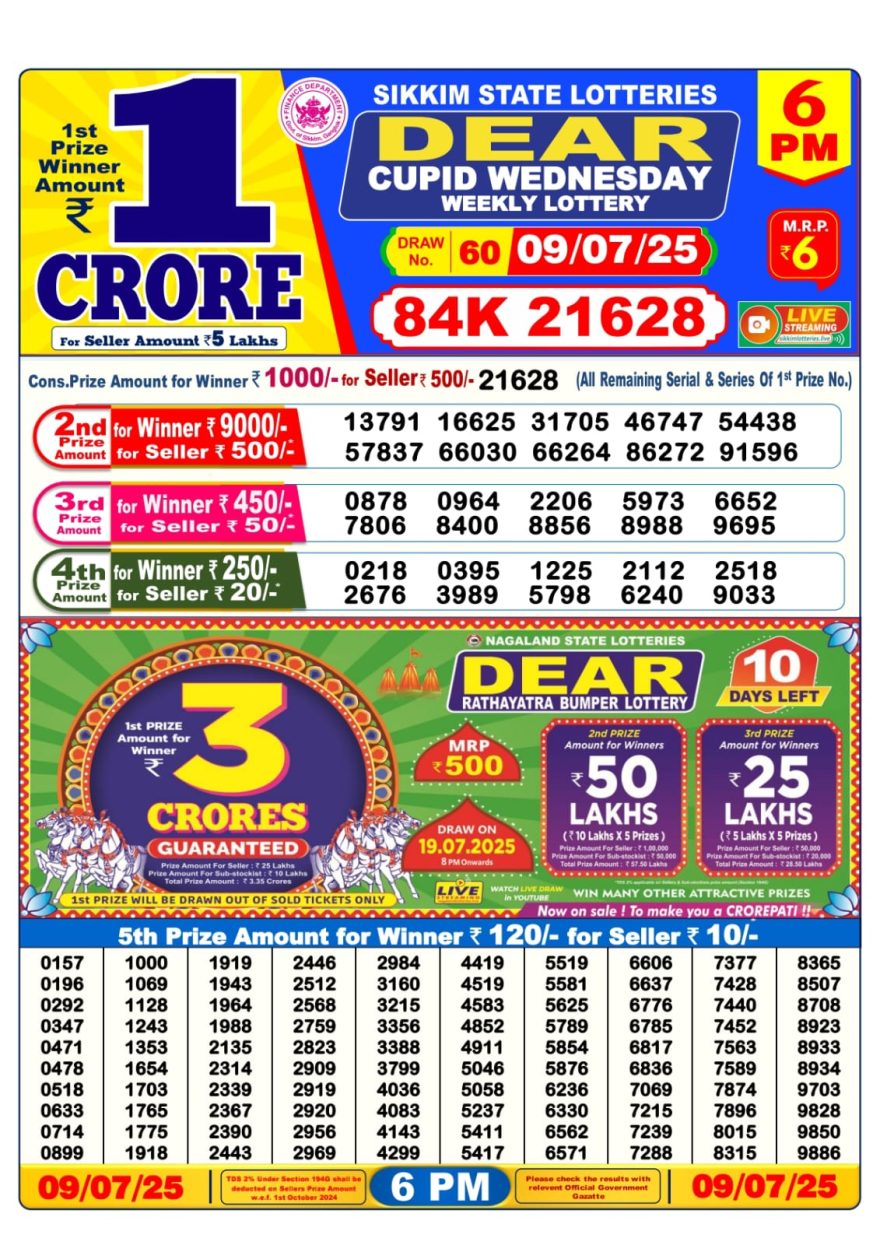 6 PM Lottery Result