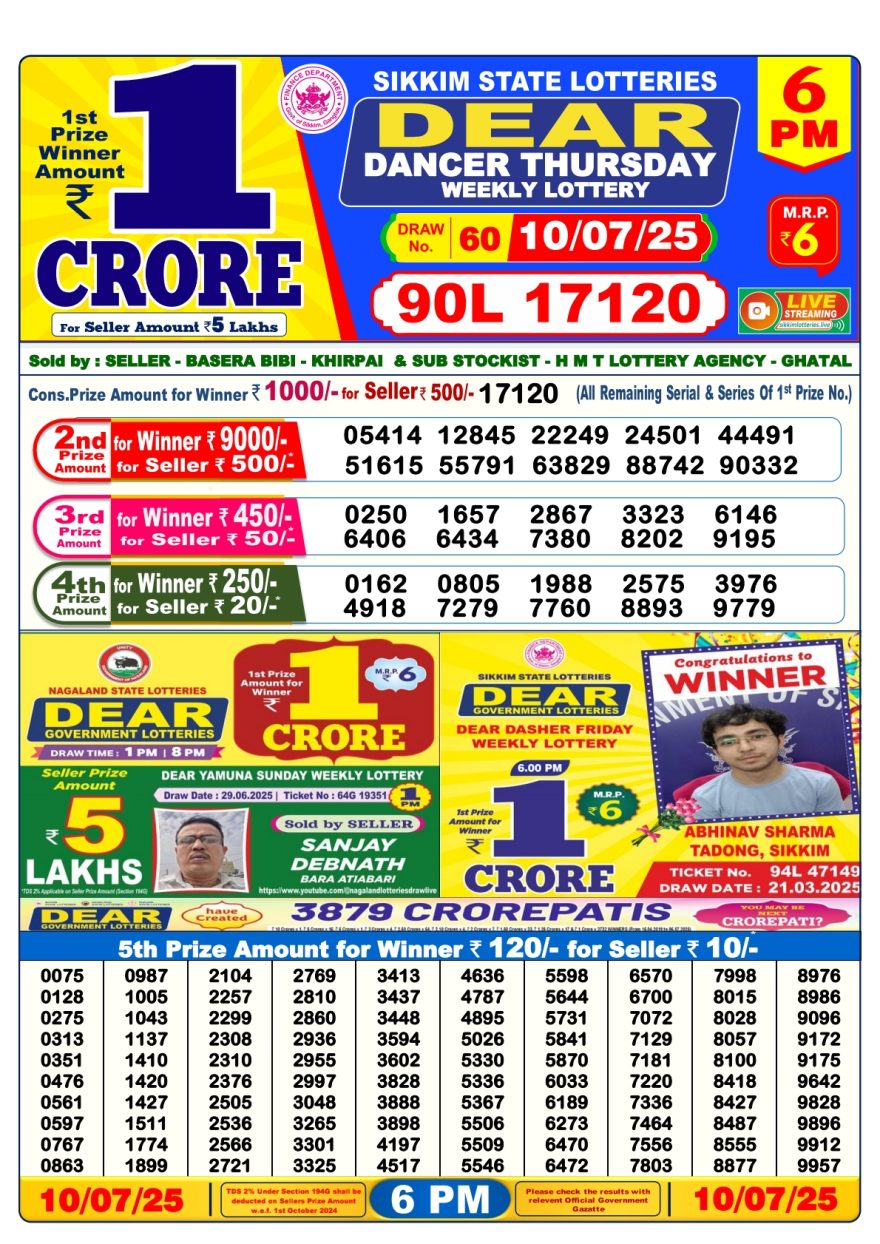 6 PM Lottery Result