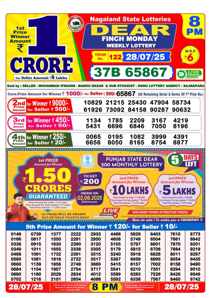 8 PM Lottery Result