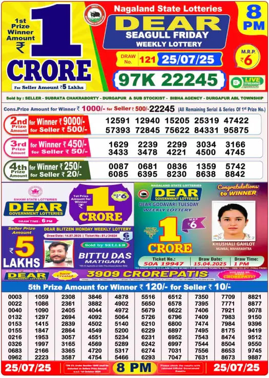 Dear Lottery Result 8 PM – Live Draw Image