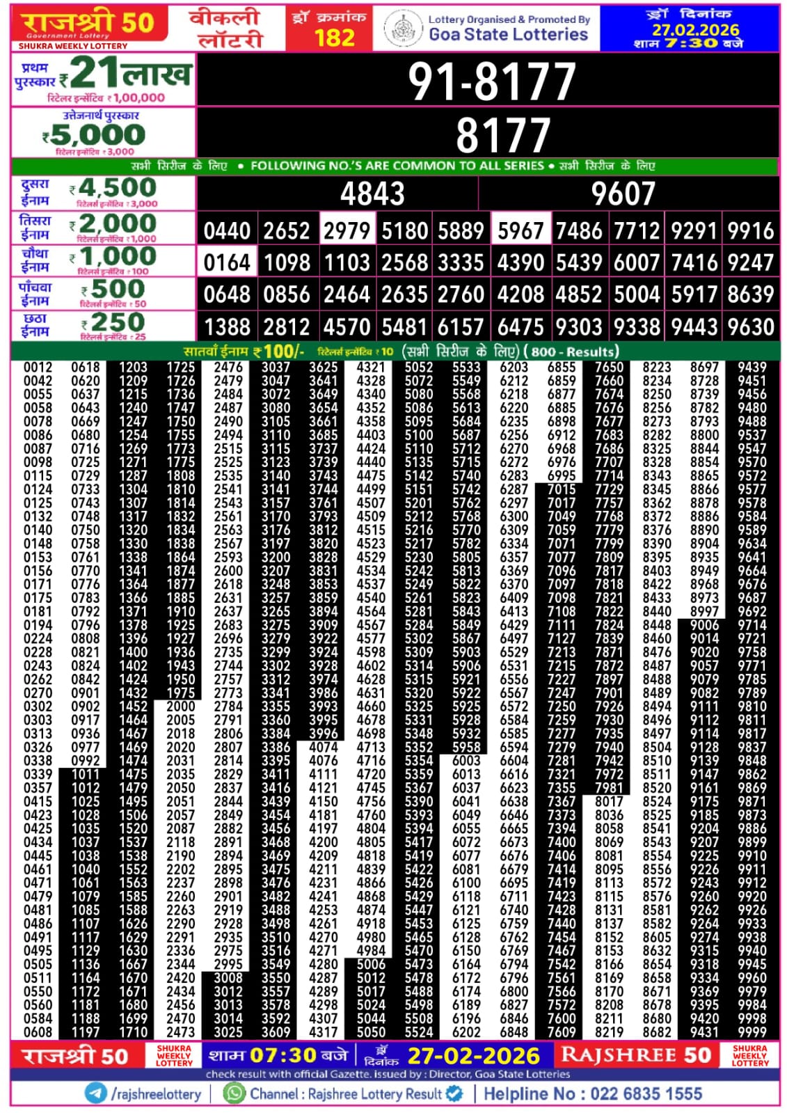 Rajshree 50 7:30 PM Result