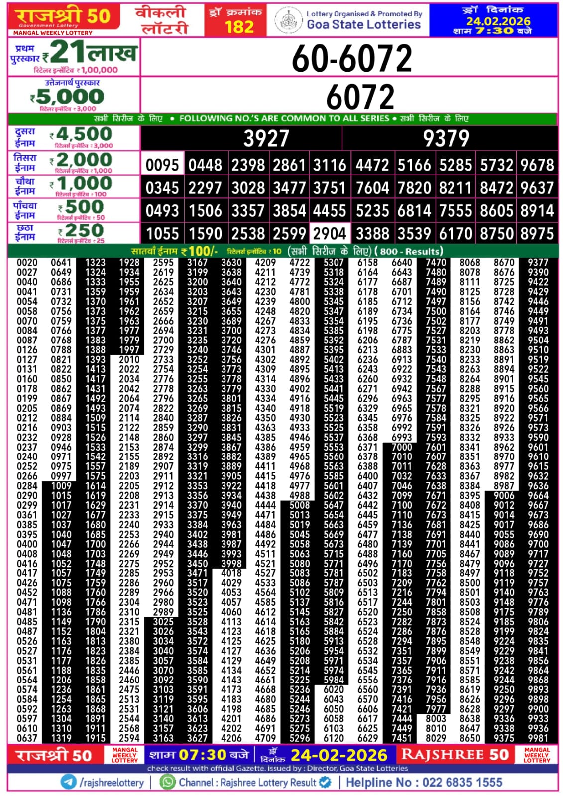 Rajshree 50 7:30 PM Result