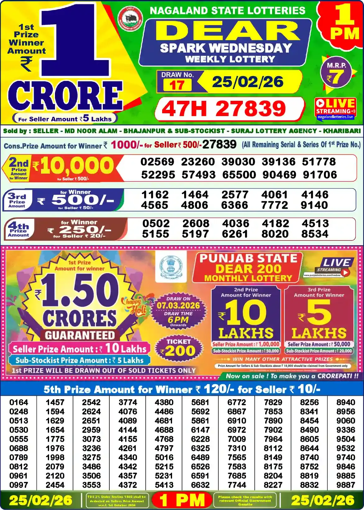 Dear Lottery 1 PM Result