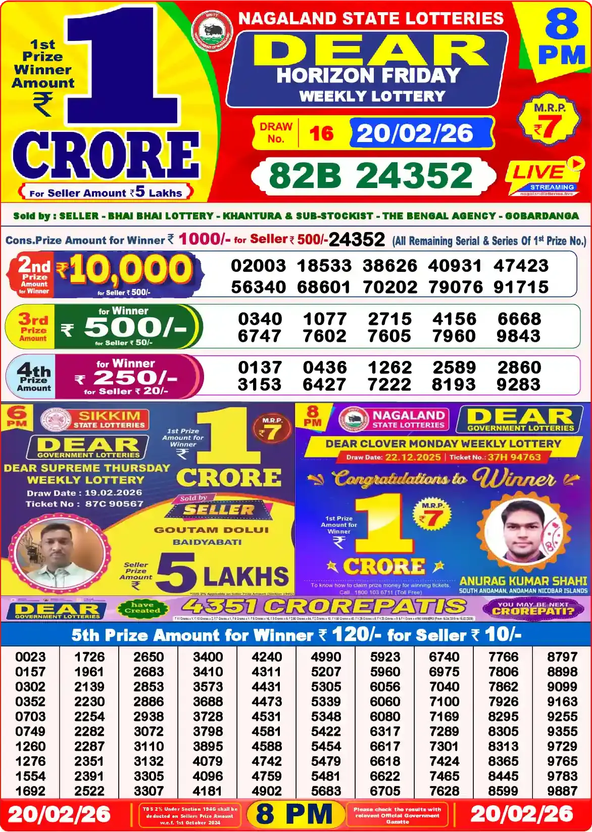 Dear Lottery Result 8&nbsp;PM – Live Draw Image
