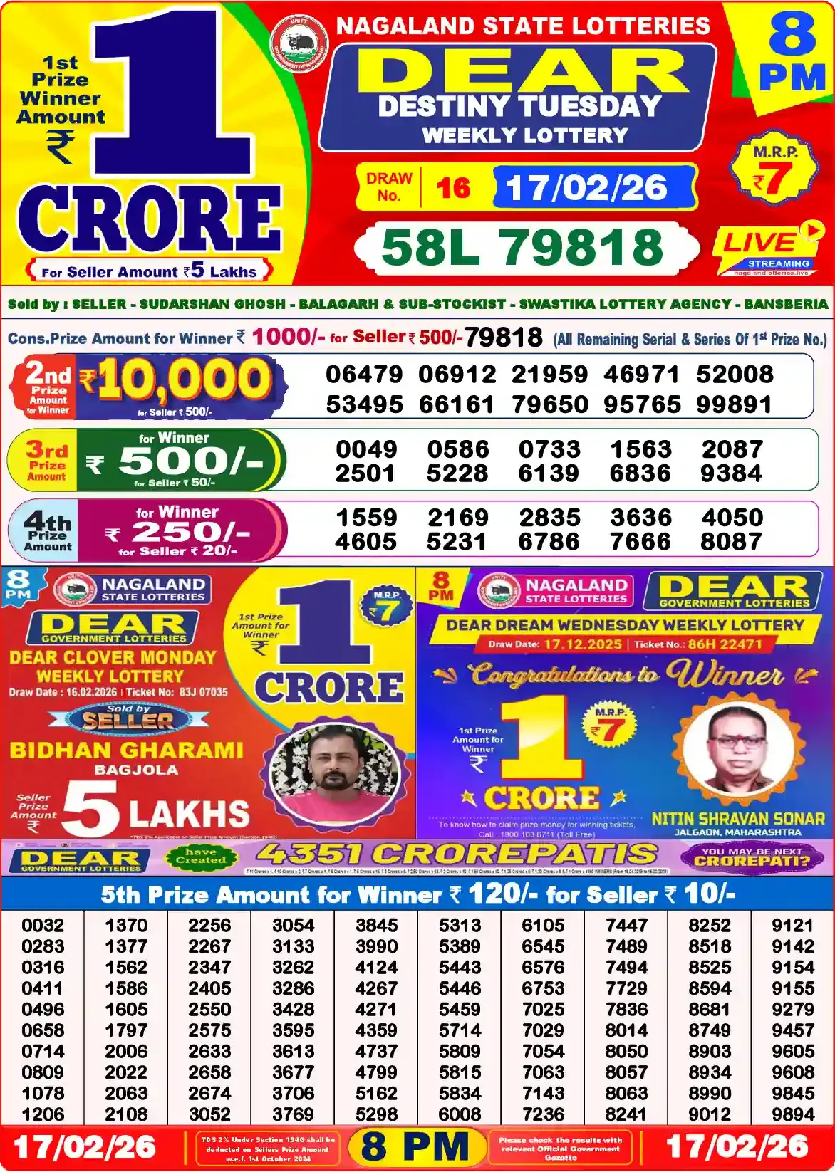 Dear Lottery Result 8&nbsp;PM – Live Draw Image